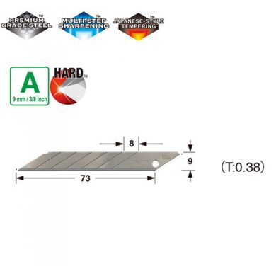 Лезвия сегментные 9мм TAJIMA Acute Angle Endura Blade угол наклона 30°, 10 шт.