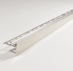Профиль Profilitec для душевой, правый, нержавеющая сталь, 2 м, серебро, шт, Италия, 10х48 мм, нержавеющая сталь, матовый, 200 см