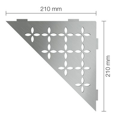 Угловая полка Floral, матовая нержавеющая сталь, серебро, 210 х 210 мм